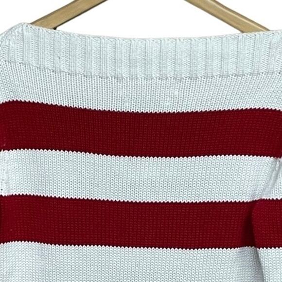 VTG TOMMY HILFIGER Patriotic Red White Blue Stripe Nautical Sweater Size Medium - Picture 3 of 7